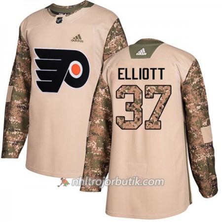 Män Ishockey Philadelphia Flyers Tröja Brian Elliott 37 Adidas 2017-2018 Camo Veterans Day Practice Authentic